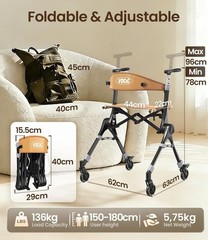 Z35 PackGo Foldable Lightweight Rollator Walker Black Magnesium Alloy Frame