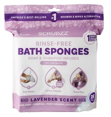 All-in-One Bathing Sponge Wipes – 25 Rinse-Free Body Cleansing Towelettes