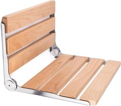 Jamini Folding Shower Seat 16in Beech Wood Wall Mount 330lb Heavy Duty