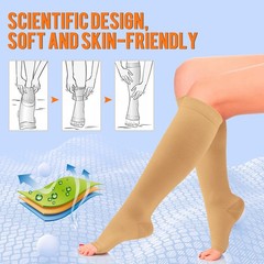 Sooverki Copper Compression Socks for Women & Men Open Toe XX-Large, 03 Nude