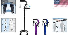 Adjustable 4-Pronged Walking Cane for Seniors – Stability & Comfort (32-37.5 in)