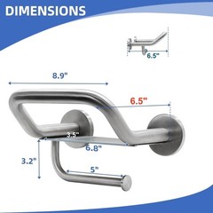 Grab Bar Toilet Paper Holder Combo, 3-in-1 Bathroom Grab Bar with Paper Holder