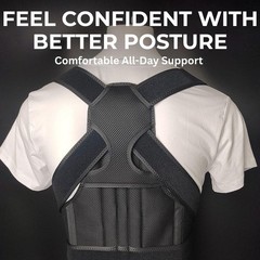 Posturium Posture Corrector for Men & Women – Adjustable Back Medium, Black