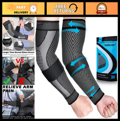 Compression Arm Sleeves with Elastic Strap for Men & Women – Non-Slip Support fo
