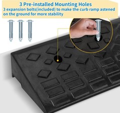 4″ Rise Rubber Curb Ramps Heavy Duty Driveway Curb Ramp 10 Ton Car Slope Ramp…