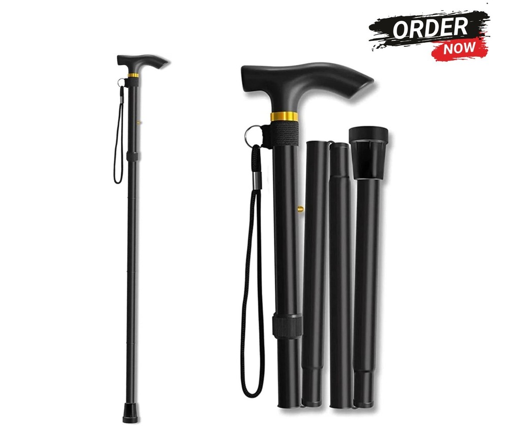 Folding Walking Cane Walking Stick Adjustable Aluminum Collapsible Travel Hiking