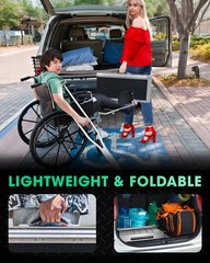 6ft Wheelchair Ramp with 4 Support Legs, Seamless Portable Aluminum Ramps 800lbs