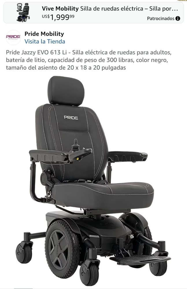 Pride Mobility Jazzy EVO 613 Li Power Wheelchair 4-Wheel Joystick Black 300lb