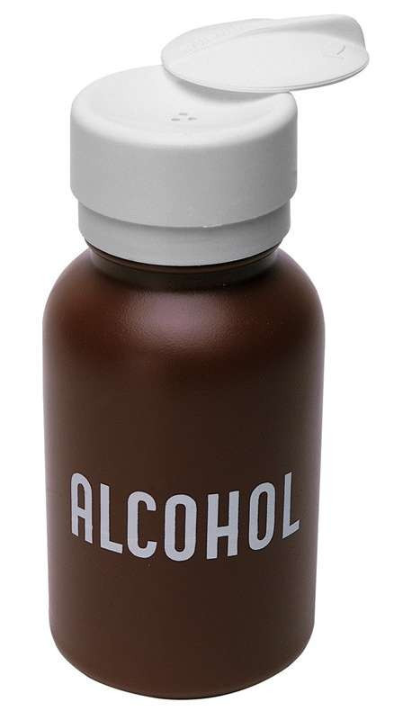MENDA Lasting-Touch Round Brown Plastic Dispenser Bottle 8 oz Pump ALCOHOL USA
