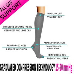 Compression Socks Stockings 15-20mmHg Medical Knee High Mens Women’s Pain Relief