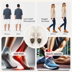 Adjustable Gel Heel Lifts (1 Pair), 1″ Height Increase Insoles with High-Density