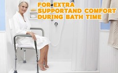 Heavy Duty Shower Chair with Arms and Back 350lbs Adjustable Bath Seat White