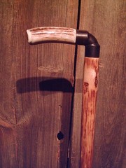 ELK ANTLER handle walking stick cane natural grown MAPLE shaft made in the USA