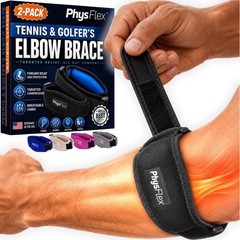 Adjustable Elbow Brace 2-Pack for Men & Women – Tennis/Golfer’s Elbow Support, P