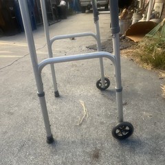 Medline Aluminum Walking Frame Adjustable Height 2-Wheel Silver Gray