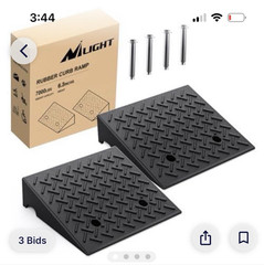 Nilight 6.3in Rubber Threshold Ramp Pair Anti-Slip Black 7000lb 19x16in