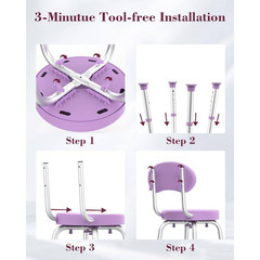 12.5 In. W 360° Swivel 6-Level Height Adjustable Non-Slip Aluminum Shower Seat w