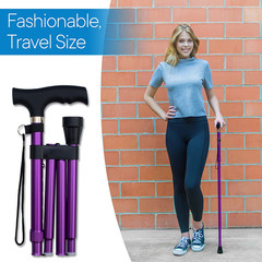 Folding Cane – Foldable Walking Cane with Adjustable Height – Collapsible and Li