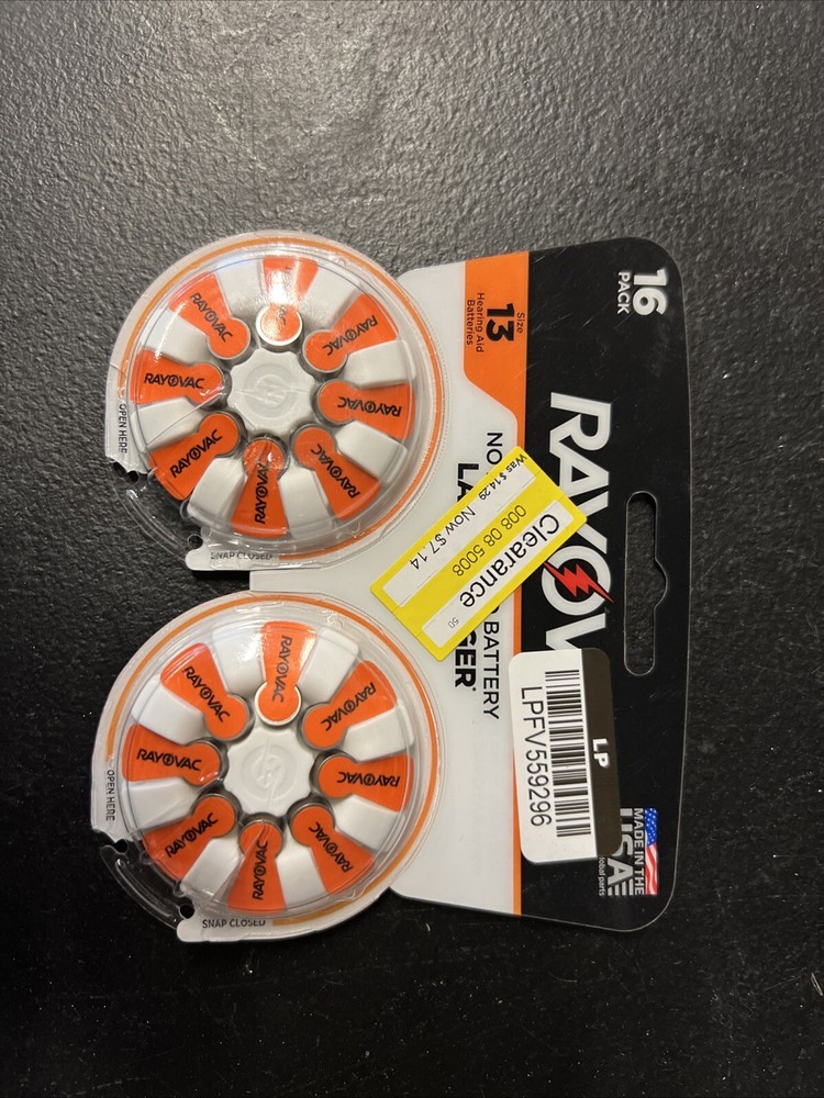 RAYOVAC 16-Pack Size 13 Hearing Aid Batteries Lot Of 5