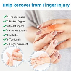 Finger Splint, Black, 2 Count | Trigger Finger Support, Broken Finger, Arthritis