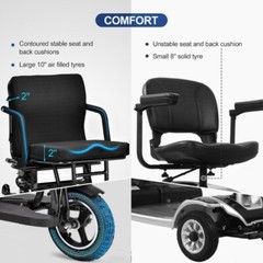 Dual Motor 700W 3-Wheels Folding Senior Electric Mobility Scooter 48V/10Ah 300lb