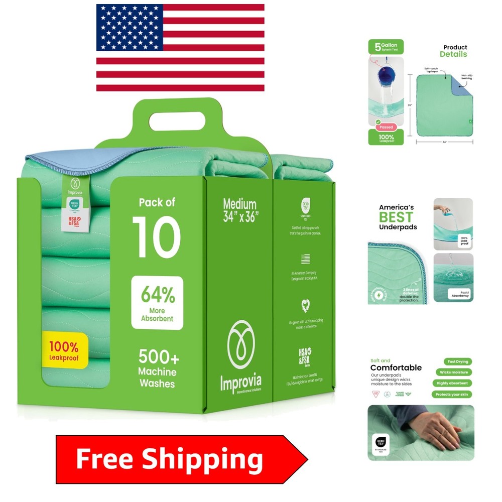 Heavy Absorbent Washable Underpads 10 Pack – Leakproof Protection for All