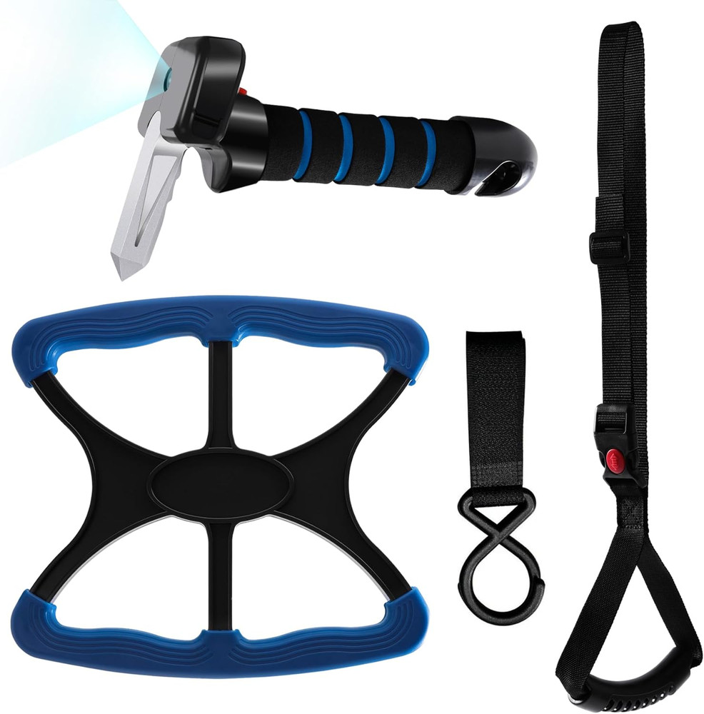4Pc Mobility Standalone Kit:Car Door Assist Handle for Elderly & Adjustable Stan