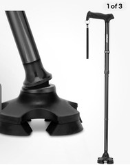 REHAND Walking Cane for Men & Women – Foldable, Adjustable, Black