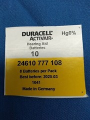 Duracell Size 10 Activair PR70 Hearing Aid Batteries (48 Batteries) Exp 2025-03