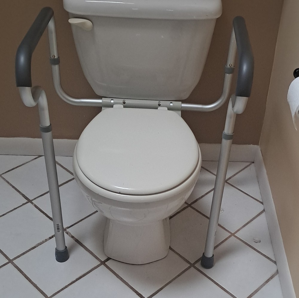 Adjustable Toilet Safety Frame Toilet Frame with Armrests, Gray