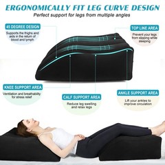 Wedge Pillow for Sleeping – Inflatable Leg Elevation Medium, Black