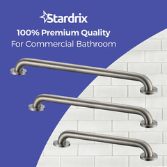 Grab Bar Bundle for ADA Compliance, Brushed Stainless Steel Grab Bar Set for Com