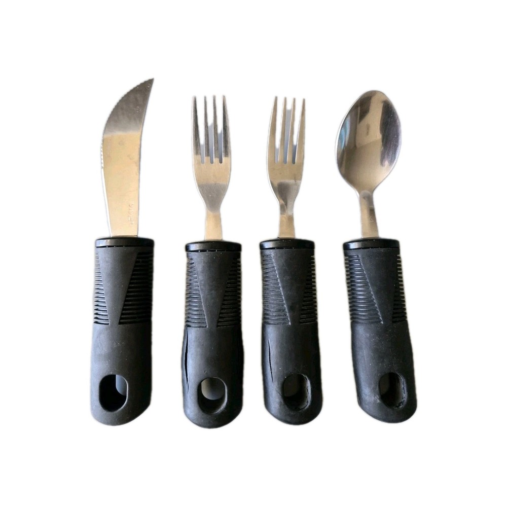 VIVE Weighted Adaptive Silverware Set Easy Grip Handles Arthritis Disability Aid