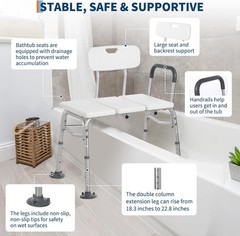 Senior Step Stool with Handle, Heavy Duty 2-Step Non-Slip Platform,440lb Support