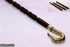 Gentlemen Walking Stick Swan Chrome Eagle Head Handle Brass Metal Cane