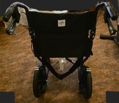 Medline Excel Transport Wheelchair Blue Black Lightweight Detachable Footrests