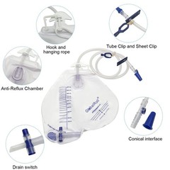 Urinary Drainage Bag with Anti-Reflux Chamber, Urine Bag with 2000 mL Volume,…