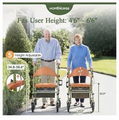 HOMENURSE WonderLUX Walker for Seniors & Adults, Foldable, 350 lb Capacity
