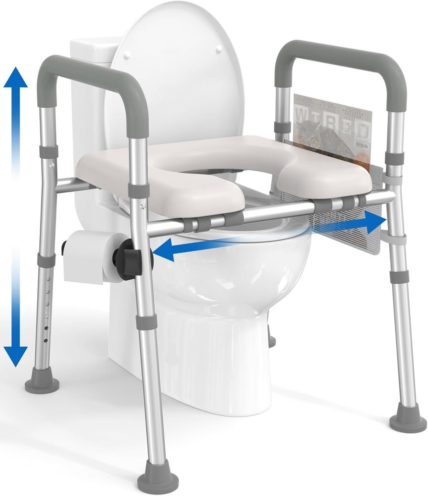 Raised Toilet Seat w/Handles & Riser w/Adjustable Height & Width 400lb Elevated
