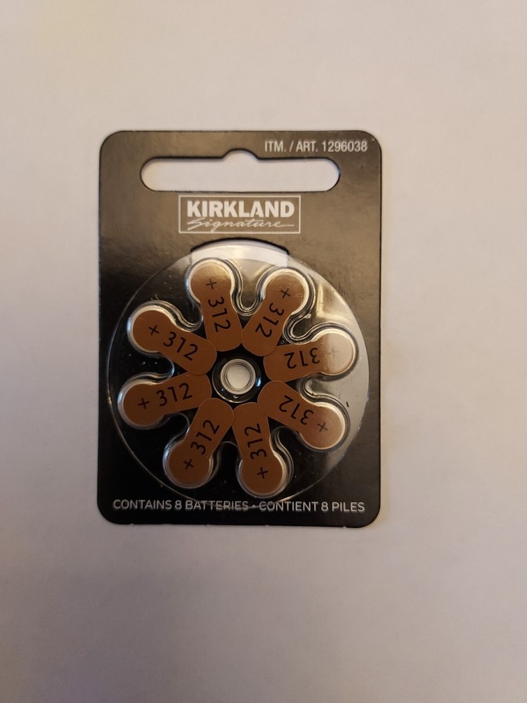 Kirkland Signature Hearing Aid Batteries #312 Expires 10/2027 – 8 Count Sealed