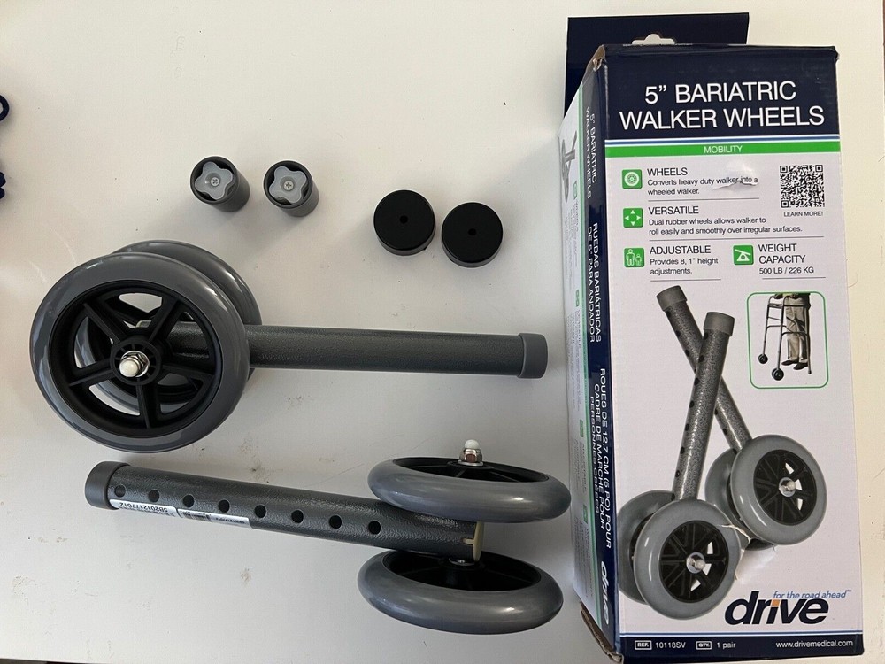 Pair of 500lb Drive Medical Heavy Duty Double 5″ Bariatric Walker Wheels 10118SV