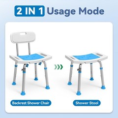 Loyoda Shower Chair for Inside Shower with Removable Back, Adjustable Height.