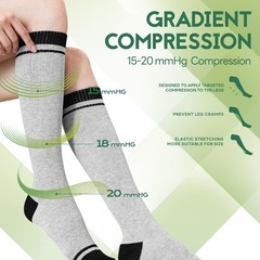 Bamboo Viscose Compression Socks for Women & Men (3 Pairs) 15-20 mmHg Knee Hi…
