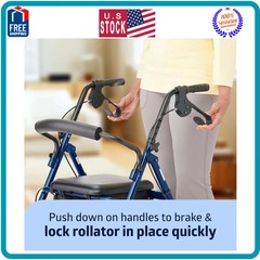 Medline Lightweight Aluminum Rollator Folding Walker 6 Inch Wheels 250lb Blue