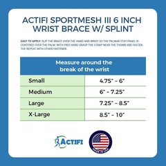 Actifi SportMesh III 6 Inch Wrist Brace w/Splint (Size: S) – Left Hand Support