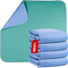 Epicessentials Incontinence Bed Pads 34×36 Inches (Pack of 4), Green/Blue
