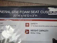 Drive Eagle Series General Use Foam Wheelchair Seat Cushion 20 x 16 x 3 * NEW