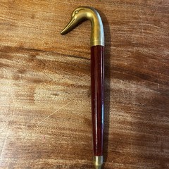 Vintage Brass Duck Head Shoehorn Wooden Handle MCM 1960s Mallard Decorative