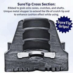 Black Crutch Tips & Cane Tip Pair of 2 – 1 Size Fits All 3/4″ 7/8” Inch – Ext…