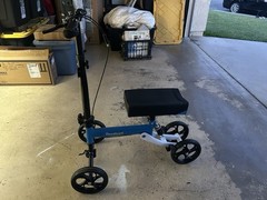 BlessReach 4-Wheel Knee Walker Scooter with Handbrakes, Blue/Black/White